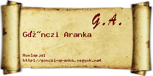 Gönczi Aranka névjegykártya